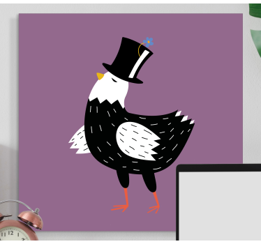 Bird canvas wall art dapper bird in hat - TenStickers