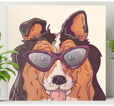 Dog wall art dog with sunglasses - TenStickers