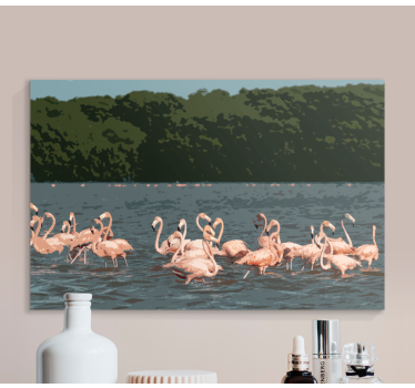 Bird canvas wall art flamingo flock formation - TenStickers