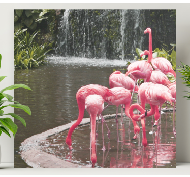 Bird canvas wall art flamingo flock at the pool - TenStickers
