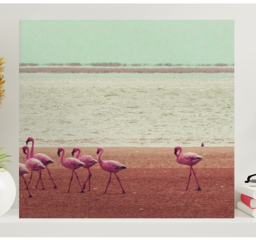 Bird canvas wall art flamingos by the water - TenStickers