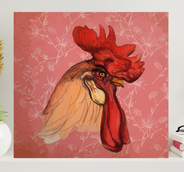 Bird canvas wall art rooster illustration print - TenStickers