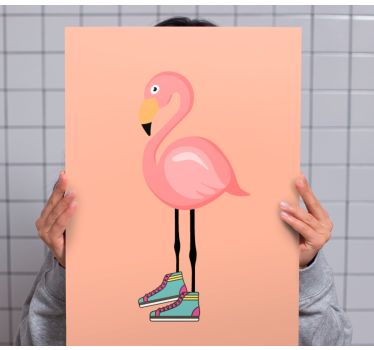 Bird canvas wall art stylish flamingo skater - TenStickers