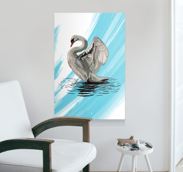 Draw swan canvas for living room - TenStickers