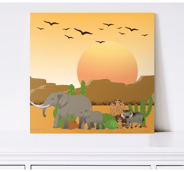 Elephant wallart desert safari scene - TenStickers