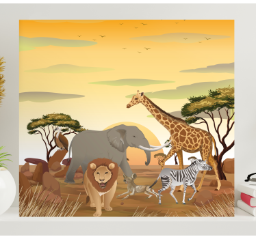 Elephant wallart savanna wildlife scene - TenStickers