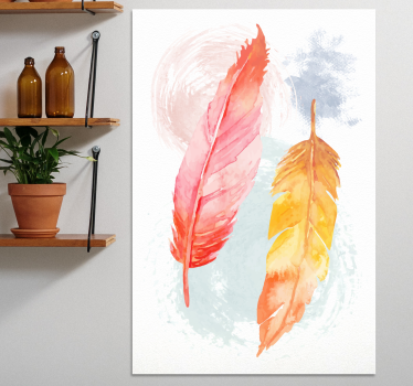 Feather canvas wall art colorful feather design - TenStickers
