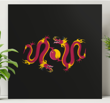 Fiery Dragon Dance dragonfly canvas - TenStickers