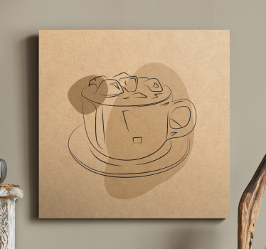 Floral canvas wall art coffee cup design - TenStickers