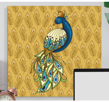 Floral turkey golden flowers bird canvas wall art - TenStickers
