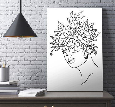 Flowers canvas floral face silhouette - TenStickers
