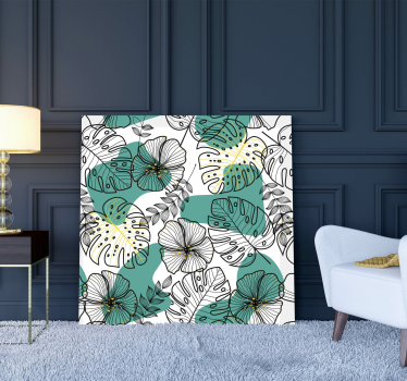 Flowers canvas floral leaf design - TenStickers