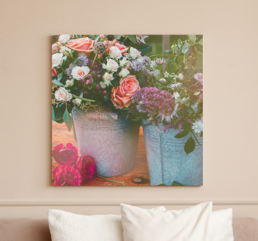 Flowers canvas flower basket arrangement - TenStickers