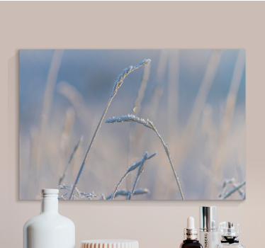 Flowers canvas frosty grass stems artwork - TenStickers