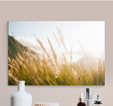 Flowers canvas golden grass fields - TenStickers