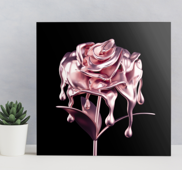 Flowers canvas melting pink rose artwork - TenStickers