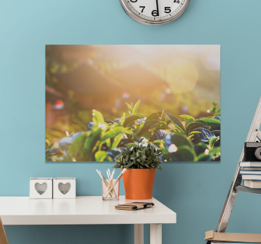 Flowers canvas morning tea leaves artwork - TenStickers