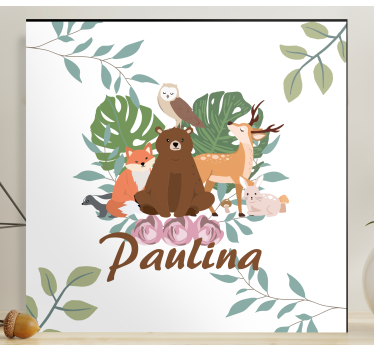 Forest animal with tropical leaves jungle theme canvas - TenStickers