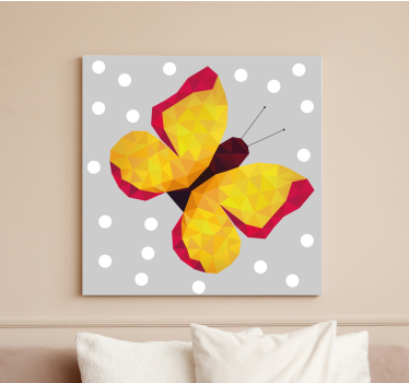 Yellow geometric wings butterfly canvas - TenStickers