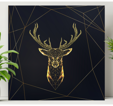 Geometric stag with gold nordic canvas art - TenStickers