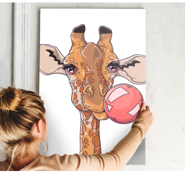 Giraffe with bubble gum animal canvas - TenStickers
