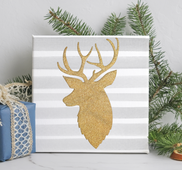 Golden reindeer festive canvas painting - TenStickers