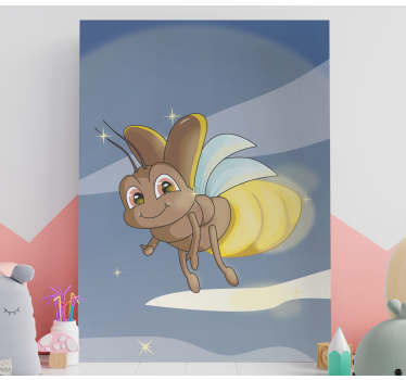 Happy flying insect bird canvas wall art - TenStickers