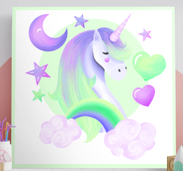 Heart and rainbow unicorn canvas wall art - TenStickers