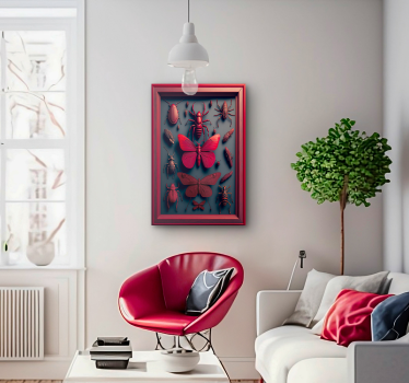 Insect Collection Magenta Canvas - TenStickers