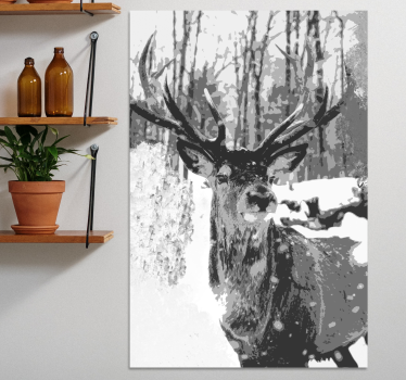 Monochrome stag portrait stag canvas - TenStickers