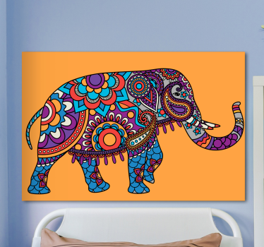 Multicolored mandala elephants walking canvas art - TenStickers