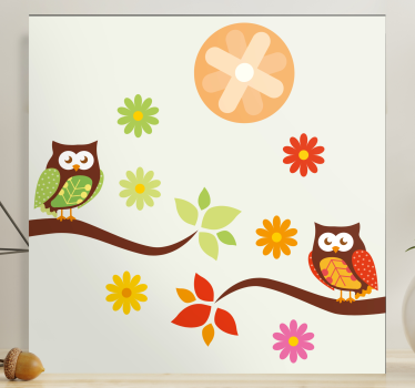 Owl family delight animal canvas wall art - TenStickers