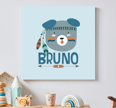 Playful Bear Illustration animal canvas wall art - TenStickers