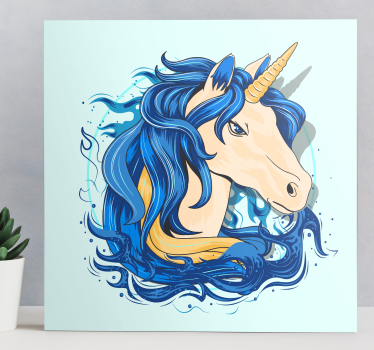 Shades of blue realistic unicorn canvas wall art - TenStickers