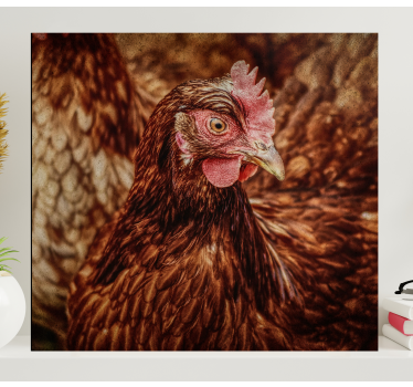 Serious brown chicken bird canvas wall art - TenStickers