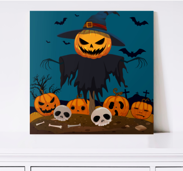 Sinister pumpkin display dinosaur canvas wall art - TenStickers