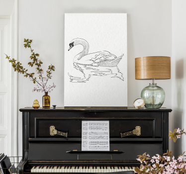Sketch swan canvas for living room - TenStickers