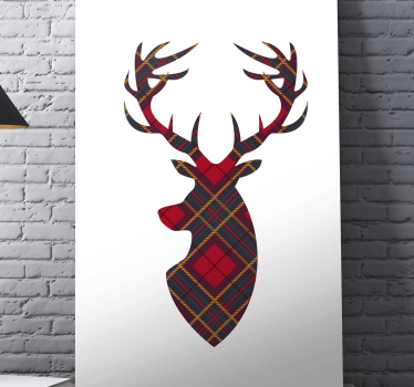 Stag canvas plaid stag head art print - TenStickers