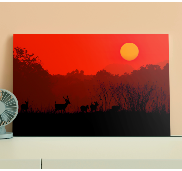 Stag canvas silhouette at sunset - TenStickers