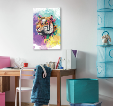 Tiger head panting canvas art - TenStickers