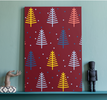 Tree canvas wall art colorful pine sprigs - TenStickers