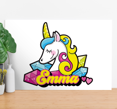 Unicorn pictures framed unicorn with gems - TenStickers