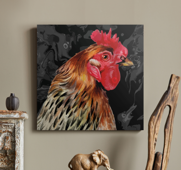 Vibrant rooster portrait animal canvas wall art - TenStickers