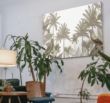 vintage tropical fauna tree canvas print - TenStickers