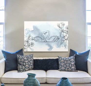 Watercolor swan canvas for living room - TenStickers