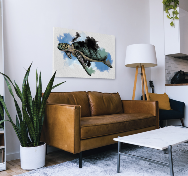Watercolor turtle canvas for living room - TenStickers