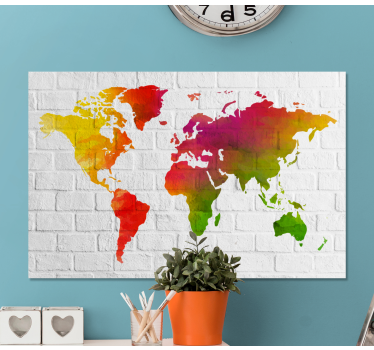 World map wall art colorful global map - TenStickers