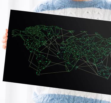World map wall art network connectivity design - TenStickers