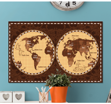 World map wall art retro global atlas - TenStickers