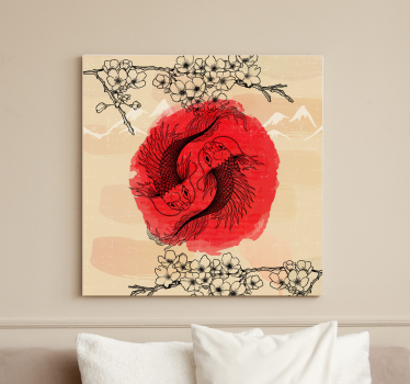 Ying Yang fishes fish canvas art - TenStickers